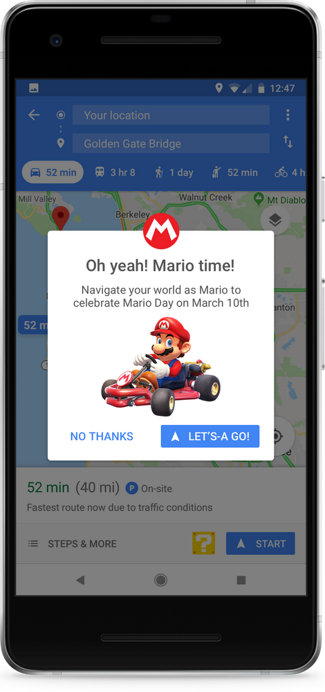 Đã có thể đua xe Mario Kart trên bản đồ Google Maps rồi đấy, bạn đã thử chưa?