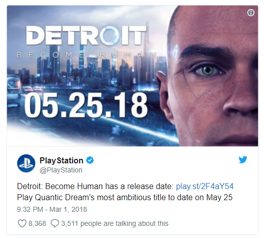 Detroit: Become Human, tựa game nói về người máy nổi dậy chống lại con người sẽ chính thức ra mắt trong tháng 5 tới