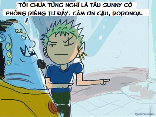 Chết cười với mẩu chuyện chế về thánh lạc đường Zoro dẫn Jinbei tới phòng ngủ trên tàu Sunny