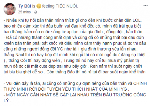 LMHT: Thất bại trước GAM, NhocTy chính thức thông báo rời khỏi Young Generation sau VCSA Mùa Xuân 2018