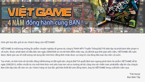  Sau 4 năm đồng hành, Việt Game cuối cùng cũng phải nói lời chia tay với độc giả 