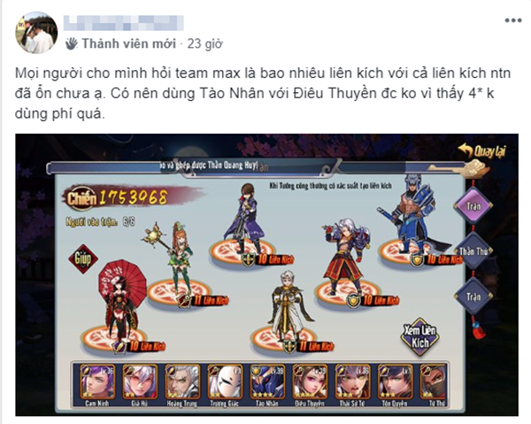 Cộng đồng game thủ Tam Quốc Liên Kích thi nhau sáng tạo, đổi đội hình để đạt nhiều liên hoàn kích nhất