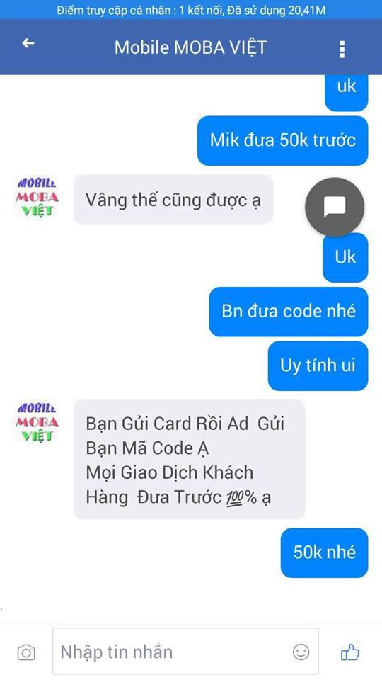  Các đối tượng xấu thường chủ động trả lời tín nhắn và đưa ra lời gạ gẫm mua bán code, nhằm chiếm đoạt thẻ cào điện thoại của người chơi thiếu cảnh giác. 