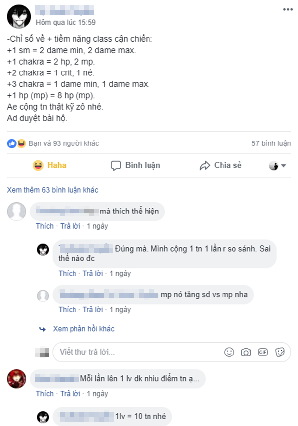  Tỉ lệ cộng điểm tiềm năng là thứ từ lâu đã bị lãng quên vì nhiều người chơi lại chạy theo nâng cấp chiến lực, may thay, Làng Lá Phiêu Lưu Ký nói không với chiến lực 