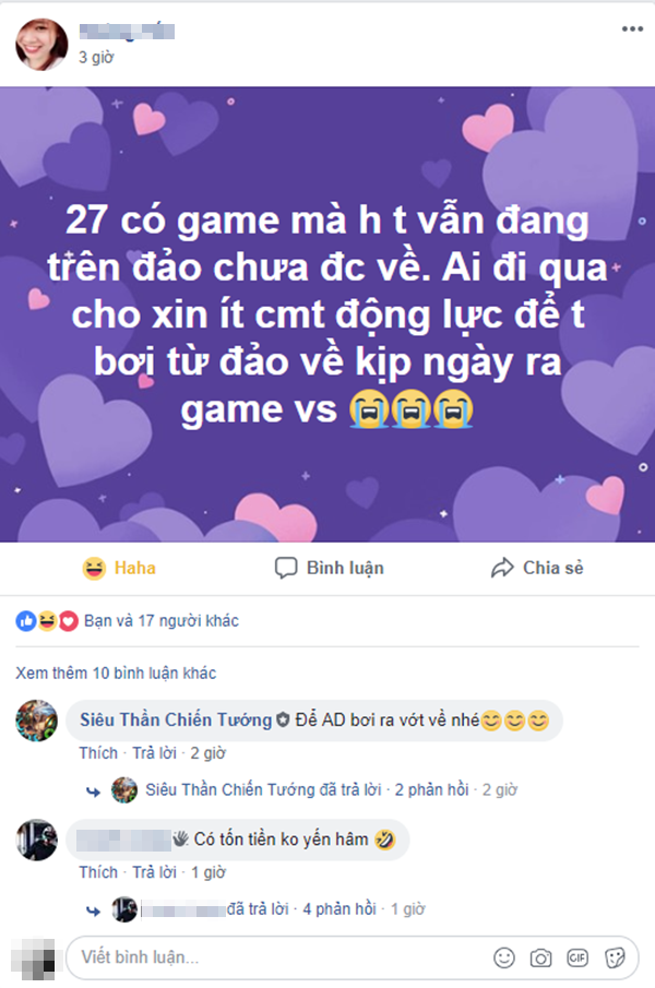  Một nữ game thủ đang mong game từ ngoài đảo xa... 