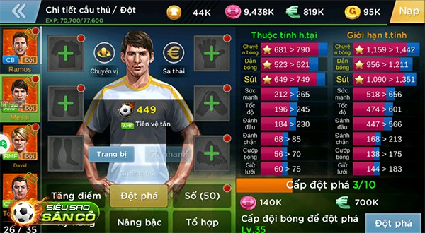  CR7 và M10 trong game cũng cạnh tranh nhau rất ghê gớm, toàn sở hữu các chỉ số khủng nhất game 