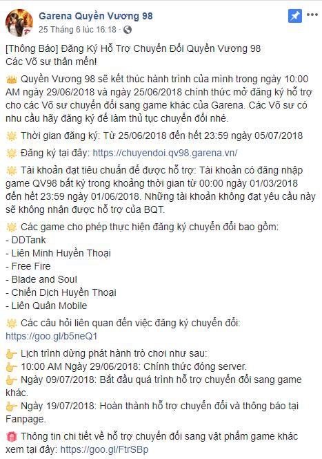 Bản tin cuối cùng từ fanpage Quyền Vương 98 đã nhận vô số những chỉ trích thậm tệ của toàn thể người chơi