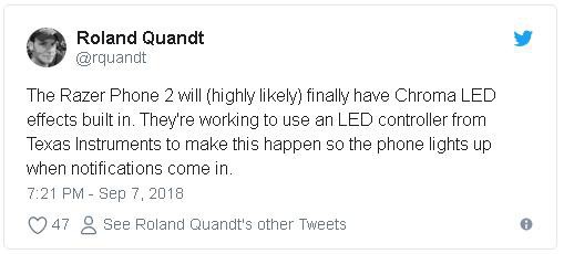 Razer Phone 2 có thể được trang bị hiệu ứng đèn LED Chroma đặc trưng của Razer - Ảnh 2.