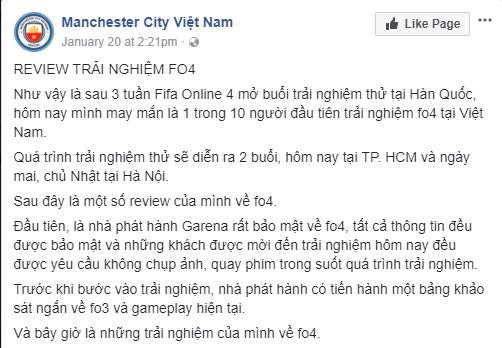  Fanpage Manchester City Việt Nam cũng tung ra 1 review chi tiết cho cộng đồng. 