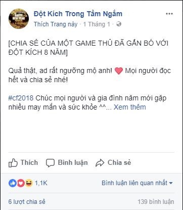  Tâm sự cũng được đồng cảm rất nhiều tại fanpage Đột Kích 