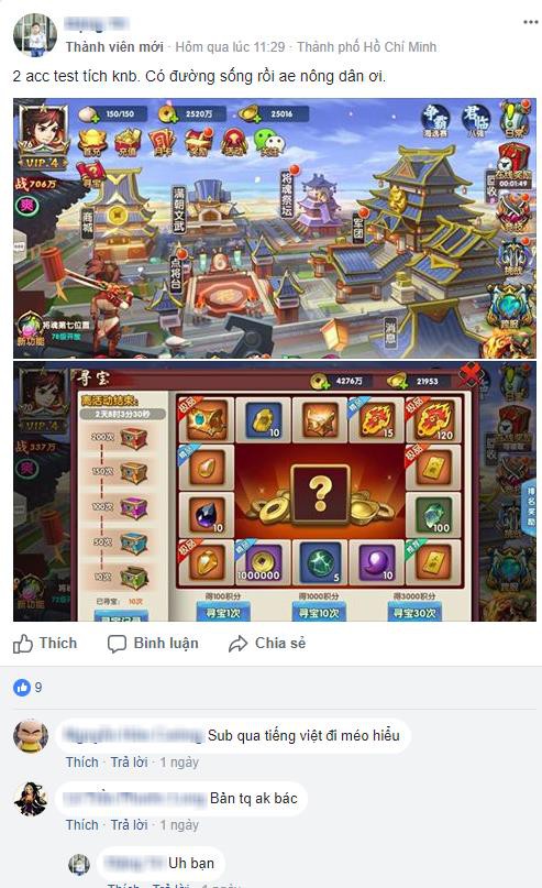 Game thủ cất công tìm bản Trung Quốc để chơi thử và đánh giá khá cao Tam Quốc Quần Anh Truyện