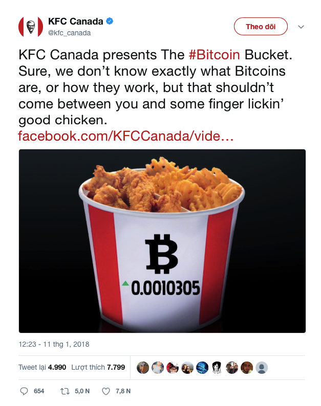  Twitter của KFC Canada về suất ăn đặc biệt này 