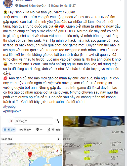 Sợ bị “bán thận”, nữ game thủ vẫn liều mình bay gần 2000km ra Hà Nội để gặp người yêu trong PUBG Mobile - Ảnh 1.