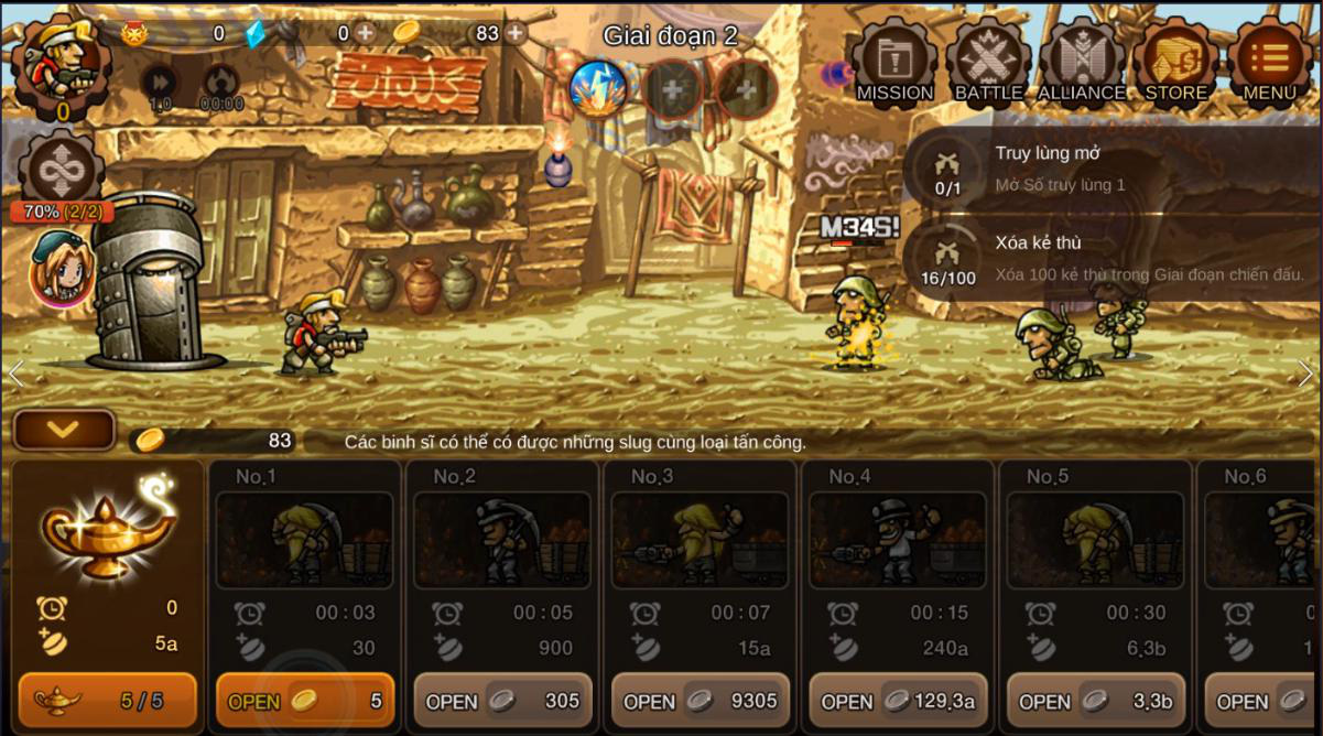 Trải nghiệm Metal Slug Infinity Game Idle RPG siêu lầy lội