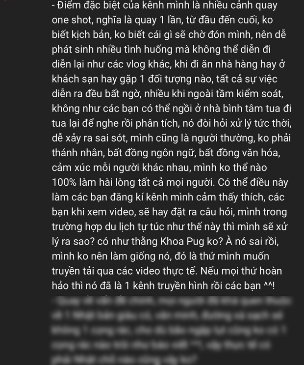 Cuối cùng Khoa Pug cũng lên tiếng giải thích cho loạt vlog “gây biến” ở Nhật: Kênh tôi làm không phải Khen Vlog, đã review là có khen có chê, có góc sáng góc khuất - Ảnh 5.