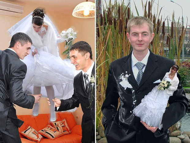 Cười sái quai hàm với loạt ảnh cưới photoshop của người Nga, càng xem chỉ càng thấy thương khổ chủ - Ảnh 3.