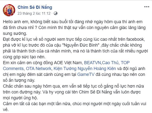 Phá vỡ kỷ lục livestream, Chim Sẻ Đi Nắng xúc động viết tâm thư tri ân tới người hâm mộ - Ảnh 2.