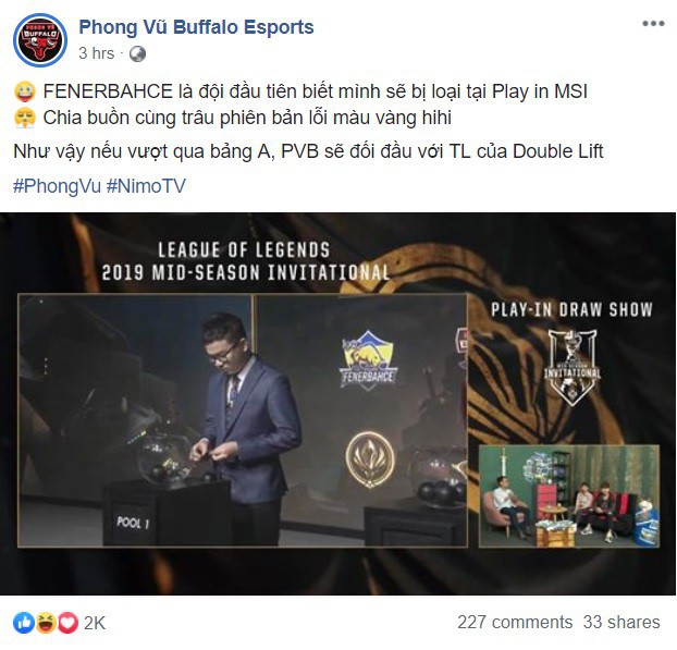 Hậu bốc thăm vòng khởi động MSI 2019: Fanpage Phong Vũ Buffalo bị người Thổ Nhĩ Kỳ tấn công vì gáy hơi sớm - Ảnh 1. Hậu bốc thăm vòng khởi động MSI 2019: Fanpage Phong Vũ Buffalo bị người Thổ Nhĩ Kỳ tấn công vì gáy hơi sớm - Ảnh 1.