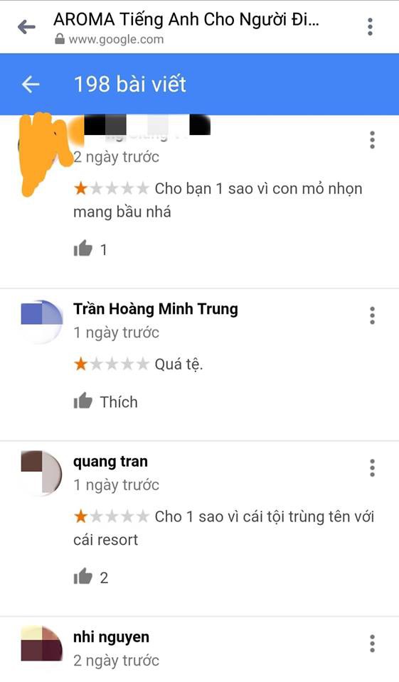 Bị report một sao, nhân viên của một trung tâm tiếng Anh trót mang tên Aroma phải lên tiếng cầu xin cư dân mạng - Ảnh 3.