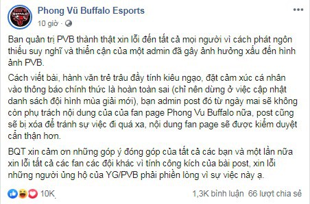 LMHT: Fanpage của Phong Vũ Buffalo xin lỗi NHM, cách chức admin trẻ trâu nhưng chẳng đả động gì đến HLV Tinikun - Ảnh 2.