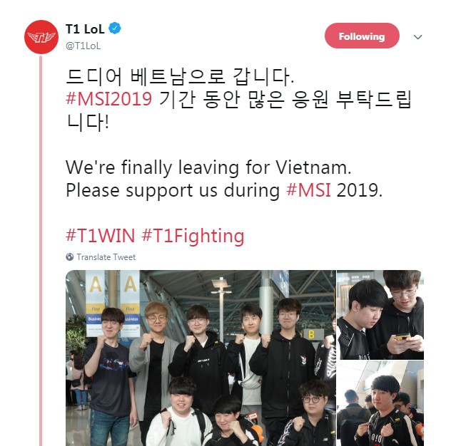 LMHT: Team SKT T1 đã tới sân bay, thẳng tiến Việt Nam khởi đầu hành trình chinh phục MSI 2019 - Ảnh 1. LMHT: Team SKT T1 đã tới sân bay, thẳng tiến Việt Nam khởi đầu hành trình chinh phục MSI 2019 - Ảnh 1.
