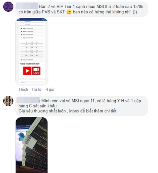 LMHT: Giá vé chợ đen xem MSI 2019 ở Hà Nội tăng chóng mặt, gấp nhiều lần giá gốc - Ảnh 3. LMHT: Giá vé chợ đen xem MSI 2019 ở Hà Nội tăng chóng mặt, gấp nhiều lần giá gốc - Ảnh 3.