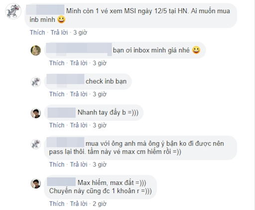 LMHT: Giá vé chợ đen xem MSI 2019 ở Hà Nội tăng chóng mặt, gấp nhiều lần giá gốc - Ảnh 4. LMHT: Giá vé chợ đen xem MSI 2019 ở Hà Nội tăng chóng mặt, gấp nhiều lần giá gốc - Ảnh 4.