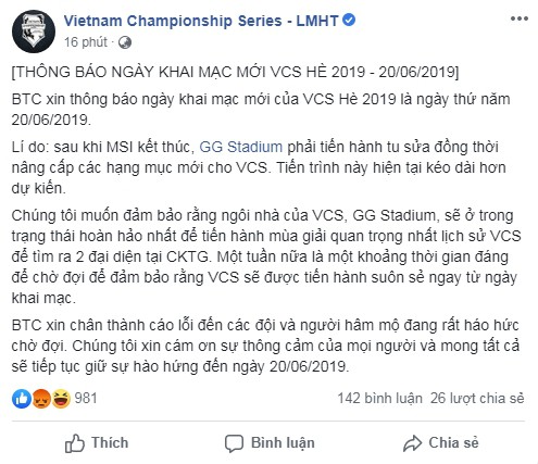 LMHT: Bất ngờ thông báo đổi ngày khai mạc, Ban tổ chức VCS mùa hè 2019 nhận mưa gạch đá từ game thủ - Ảnh 2.