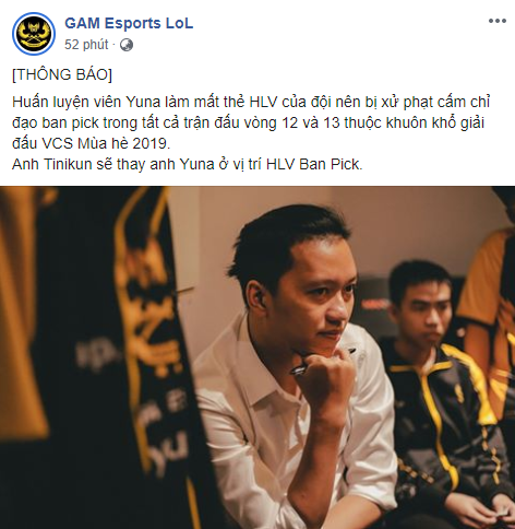 LMHT - Khép gối quỳ lạy GAM Esports: Hết Zeros, giờ đến lượt HLV Yuna bị cấm chỉ đạo vì... mất thẻ - Ảnh 1.