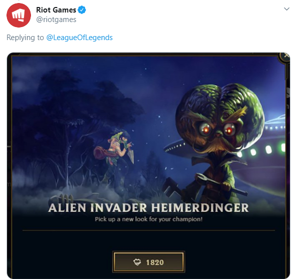 LMHT - Riot mở bán skin di sản Heimerdinger Ngoài Hành Tinh siêu hiếm hưởng ứng trào lưu Xâm nhập Đặc khu 51 - Ảnh 2.