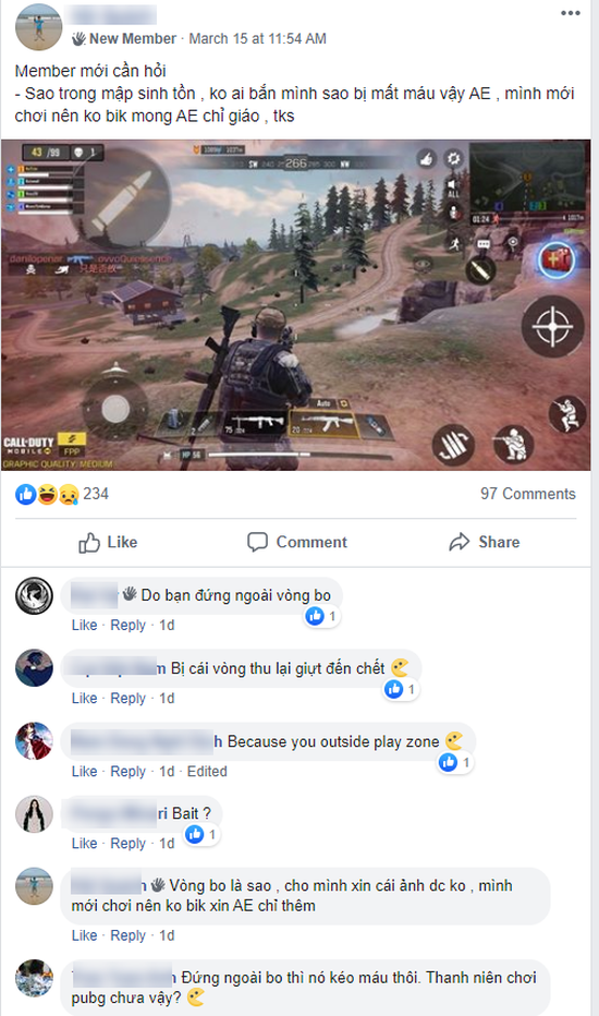 Tập chơi Call Of Duty Mobile, thanh niên vừa hỏi “sao đứng ngoài bo lại mất máu” đã bị cả cộng đồng lao vào xâu xé - Ảnh 3.