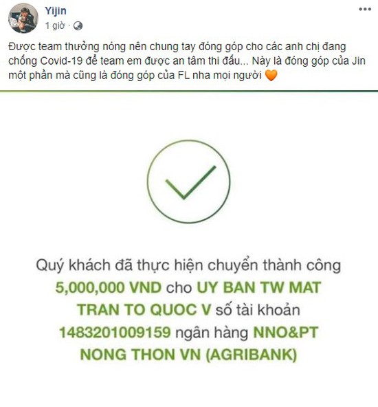 Vừa ẵm tiền thưởng vô địch VCS, FL Yijin đã có hành động khiến cộng đồng LMHT nở mày nở mặt - Ảnh 2.