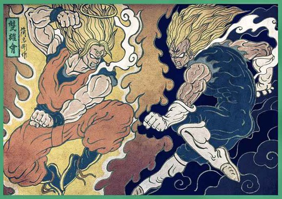 Mãn nhãn với loạt ảnh các trận chiến đỉnh cao trong Dragon Ball và One Piece được tái hiện theo phong cách Ukiyoe - Ảnh 1.