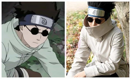 Emotional Naruto cosplay photo of Shino.