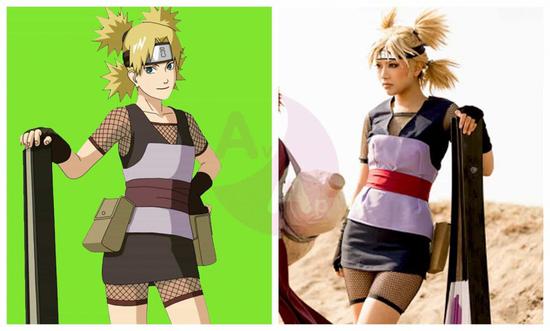 Emotional Naruto cosplay photo of Temari.