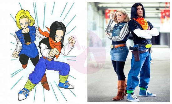 Android 17 and Android 18 cosplay