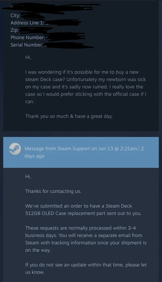 Bố bỉm sữa xin mua vỏ đựng Steam Deck mới sau “tai nạn” từ con nhỏ, Valve tặng luôn, miễn phí 100% cho anh chàng game thủ may mắn - Ảnh 2.