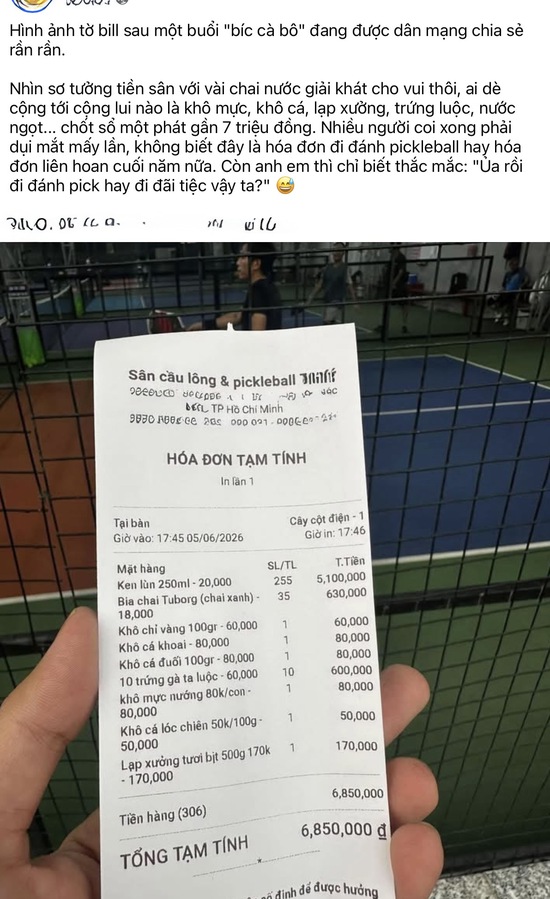 Xôn xao hóa đơn Pickleball lên tới vài triệu một buổi- Ảnh 1.