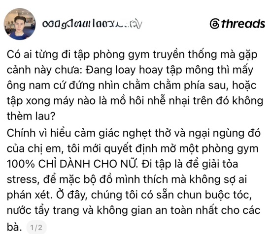 Tranh cãi mô hình phòng gym nữ "private" nhưng huấn luyện viên là nam- Ảnh 2.