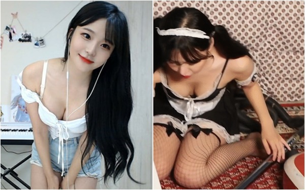 Dressed in a maid outfit and then sitting on the waves, this beautiful female streamer left fans stunned with her sexy “spring scene”.