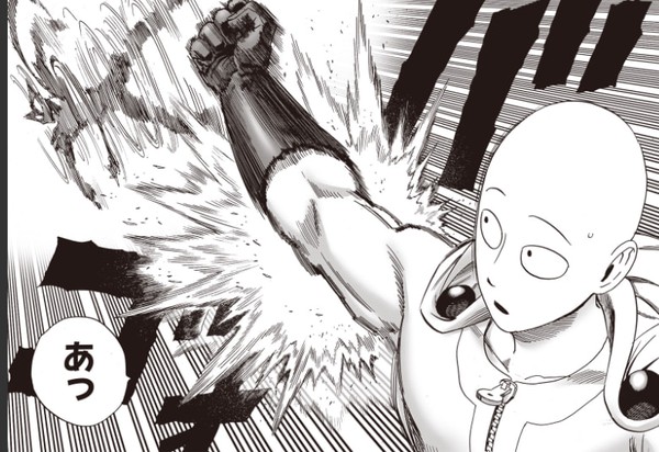 Seriously confronting Garou, Saitama gives the opponent a strong onion