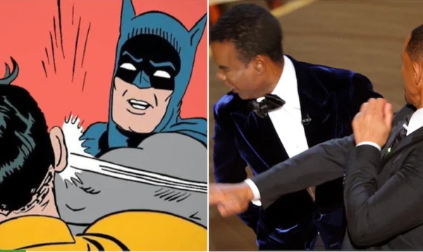 Meme Will Smith slaps Chris Rock, many fans call this Batman the Oscar 2022 version