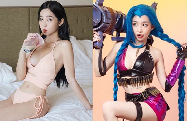 Hot Tiktoker suddenly “turned the car” with a hot Jinx cosplay, right at the “spring” level, every photo album is “beautiful and pure”
