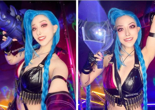 The beautiful female coser took up to 120 hours to transform into the female general Jinx in Arcane