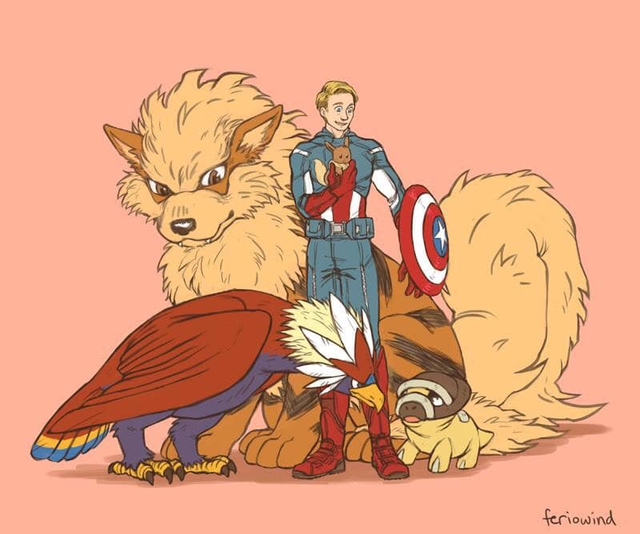 Mãn nhãn với loạt tranh vẽ khi các siêu anh hùng Marvel trở thành huấn luyện viên Pokemon - Ảnh 1.