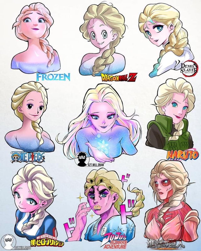 Nữ hoàng Elsa hóa mỹ nhân anime khi được vẽ lại theo phong cách ...