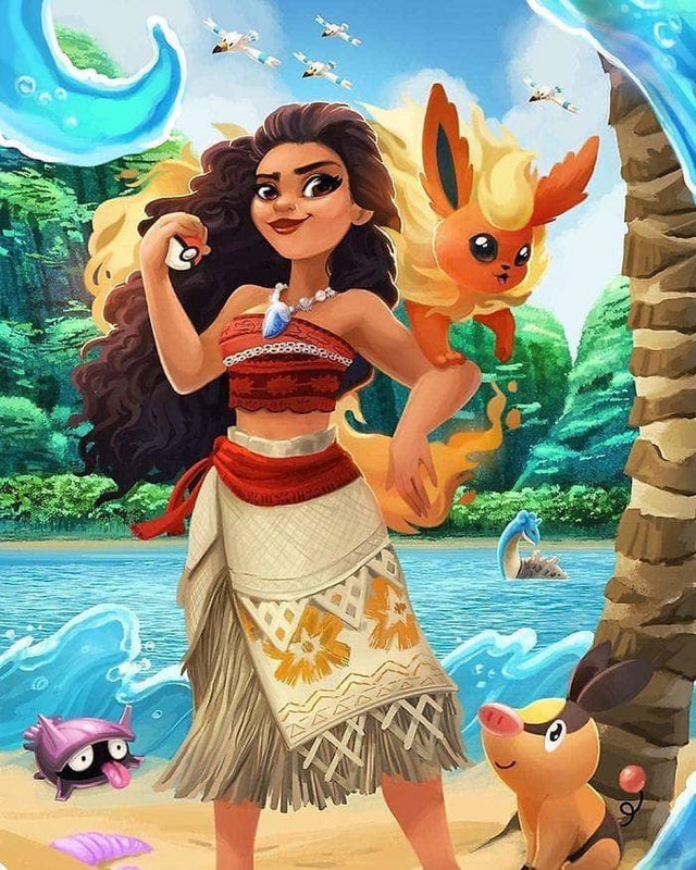 Mãn nhãn với loạt tranh vẽ khi các công chúa Disney trở thành huấn luyện viên Pokemon - Ảnh 2.