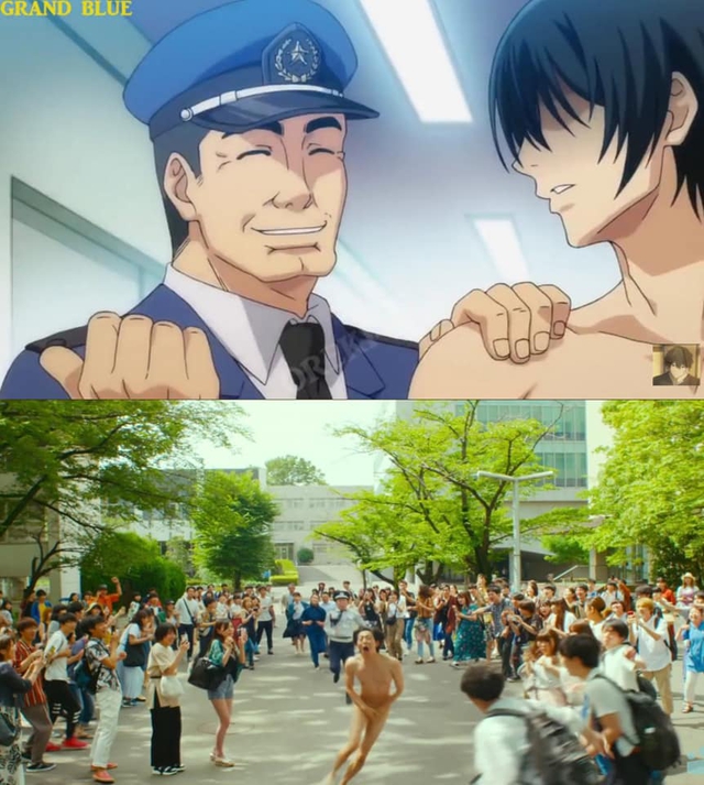 Chết cười khi ngắm loạt ảnh so sánh phiên bản anime với live action của Grand Blue, đến cảnh nude mà cũng không tha - Ảnh 4.