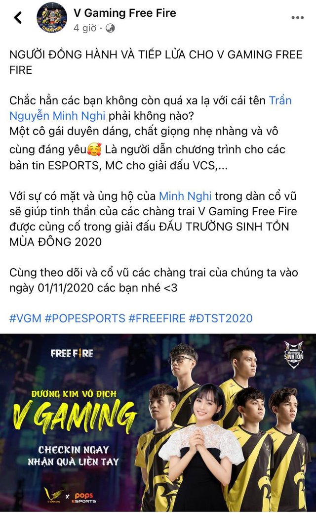 HOT: MC Minh Nghi trở thành Thần phù hộ của đương kim vô địch V Gaming Free Fire tại Chung kết Đấu Trường Sinh Tồn - Ảnh 3.