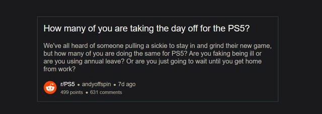 Rất nhiều game thủ quyết định nghỉ làm vào ngày PS5 chính thức được bán - Ảnh 2.